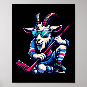Unique Goat Ice Hockey Goalie Team Player Cool Art Poster