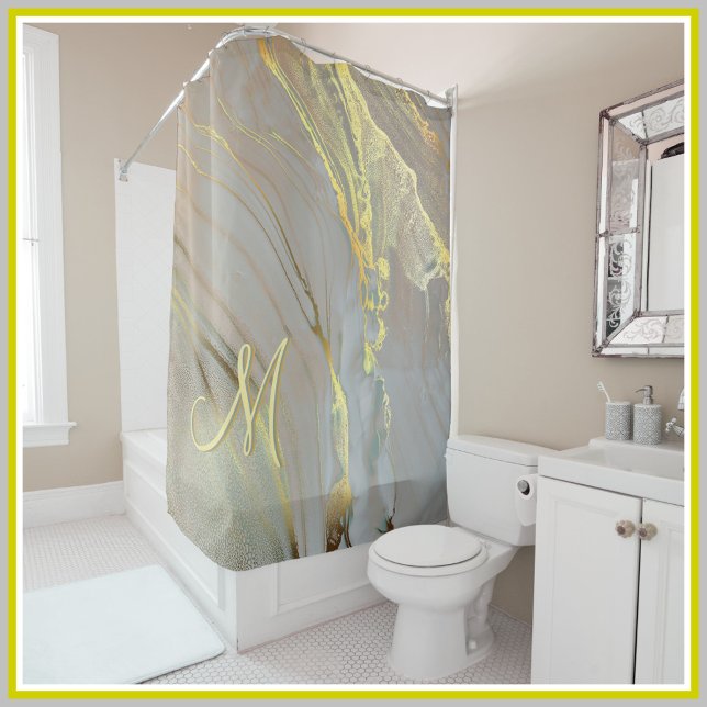 Unique Gold Abstract Custom Monogram   Shower Curtain (Creator Uploaded)