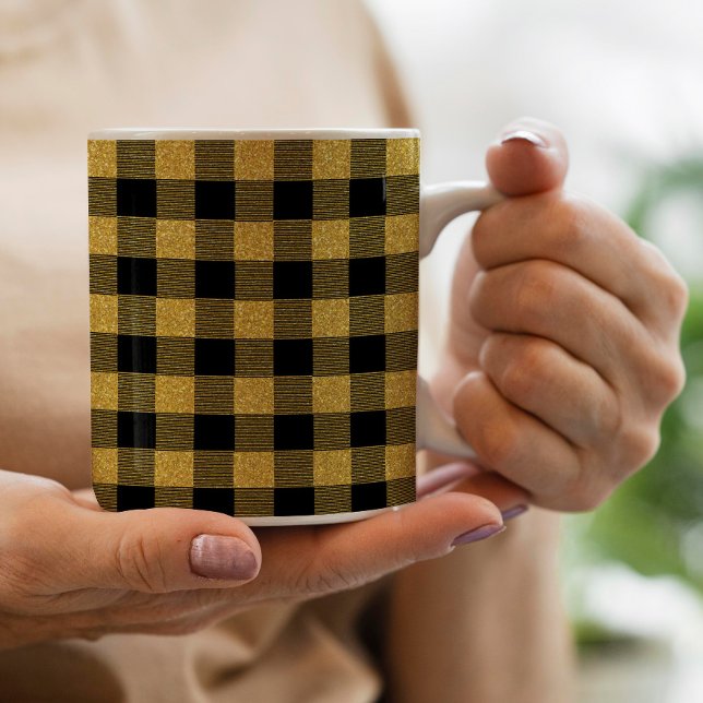 Unique Gold and black Buffalo plaid Decorative Coffee Mug (Creator Uploaded)