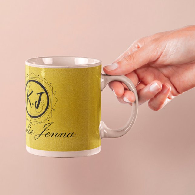Unique gold and black elegant script calligraphy coffee mug (Creator Uploaded)