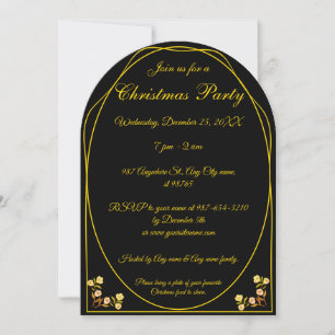 Unique Gold Black Christmas Party Merry & Bright I Invitation