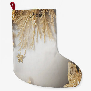 Unique Gold Decorative Holiday Stocking