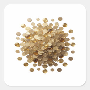 Unique Gold GOLDEN COINS EXPLOSION Vinyl Style Square Sticker