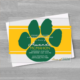 Unique Gold & Green Graduation Pawprint Elegant Acrylic Invitations