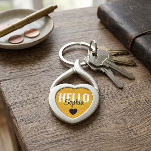 Unique Gold Heart Gift Idea Personalised Name Key Ring