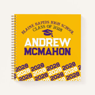 Unique Gold & Purple Graduation Guestbook Notebook