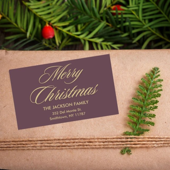 Unique Gold Typography Merry Christmas Holiday Rectangular Sticker (Creator Uploaded)