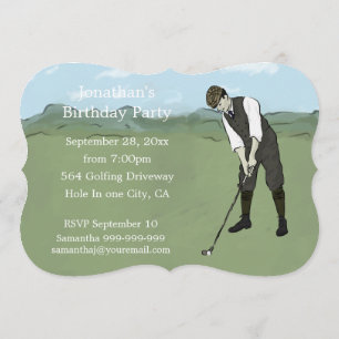 Unique Golf Art Birthday Party invitations