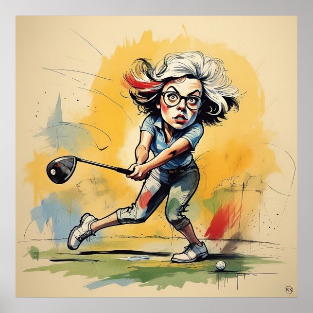 Unique Golf Swings - Large Golf Art Print (Front)
