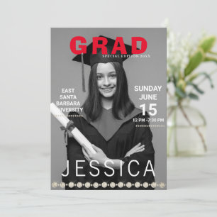 Unique Graduate Magazine Cover Photo Party  Invitation