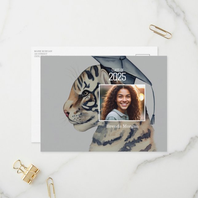 Unique Graduation Invitation Postcard with QR Code (Front/Back In Situ)