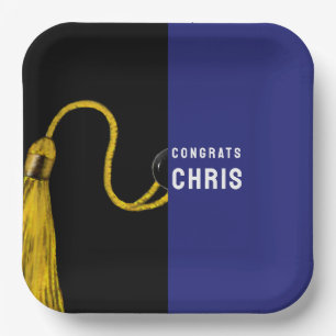 Unique Graduation Party Blue Paper Plates