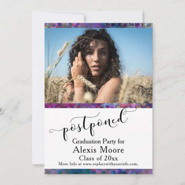 Unique Graduation Party Postponed Photo Card (Front)