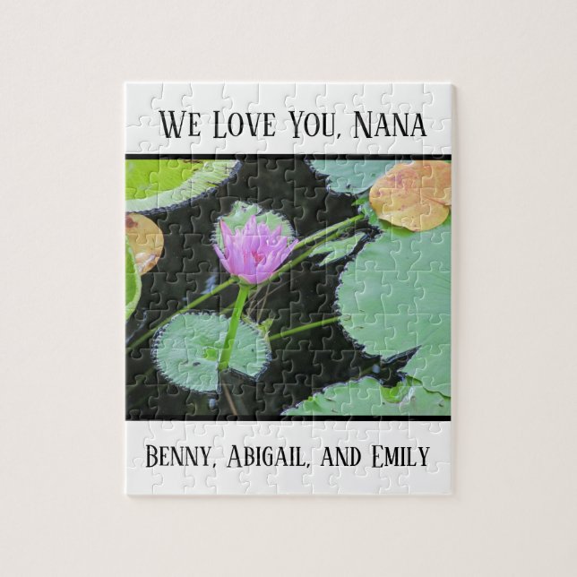 Unique Grandparent We Love You Nana Water Lily Jigsaw Puzzle (Vertical)