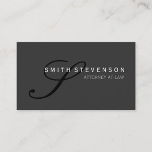 Unique Gray Black Monogram Standard Business Card