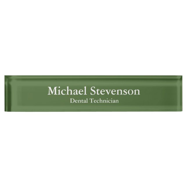 Unique Green Elegant Dental Technician Nameplate (Front)