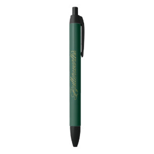 Unique Green & Gold Typography Business Name Black Ink Pen
