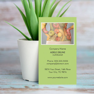 Unique Green Nutritionist Diet Health Business Card