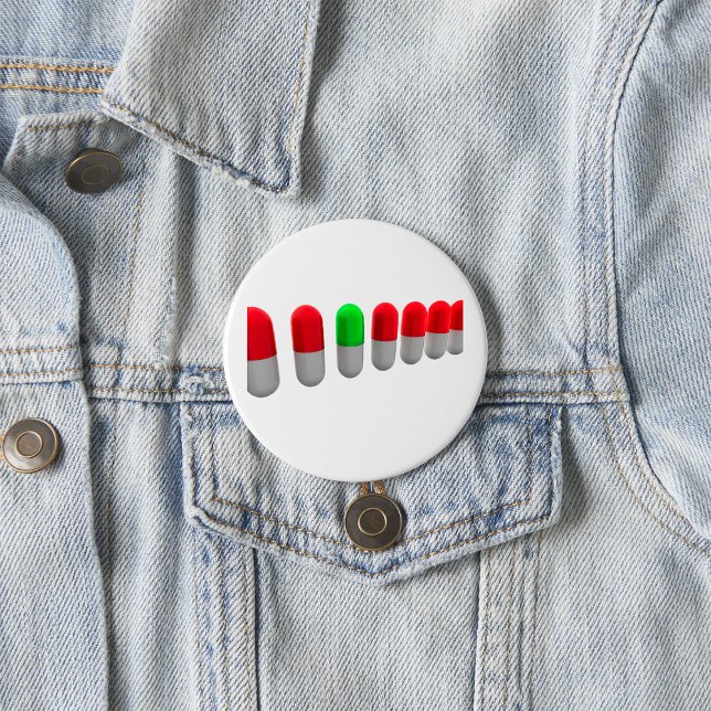 Unique Green Pill Among Red Capsules  7.5 Cm Round Badge (Creator Uploaded)