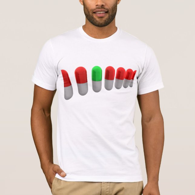 Unique Green Pill Among Red Capsules  T-Shirt (Front)