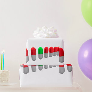 Unique Green Pill Among Red Capsules  Wrapping Paper