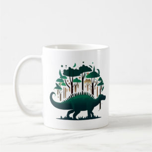 Unique Green Stegosaurus Dinosaur Forest Coffee Mug