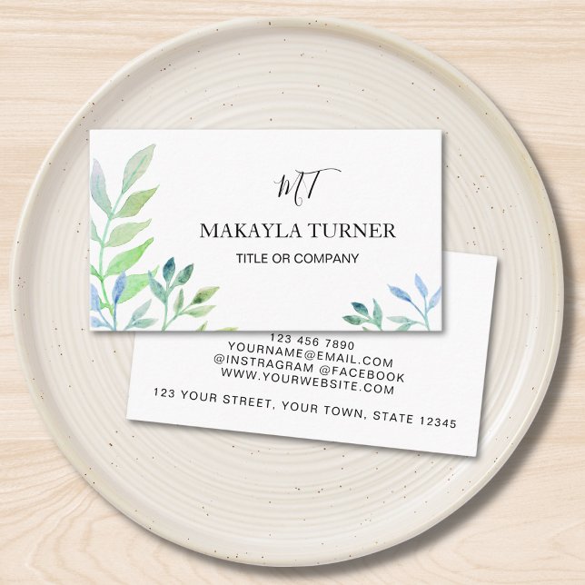 Unique Green Watercolor  Business Card (Creator Uploaded)