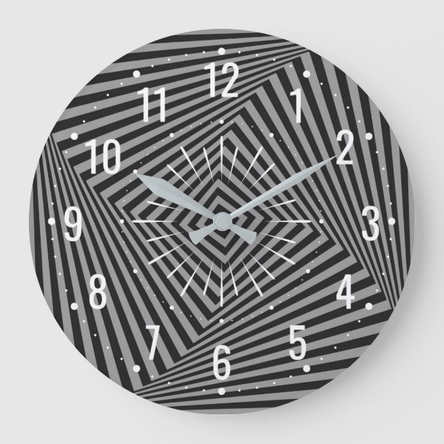 Unique Grey and Black Geometric Large Clock (Front)