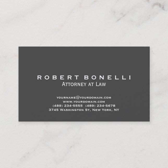 Unique Grey Attorney at Law Standard Business Card (Front)