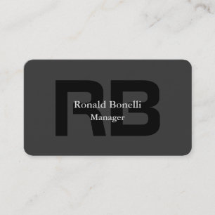 Unique Grey Black Monogram Manager Business Card