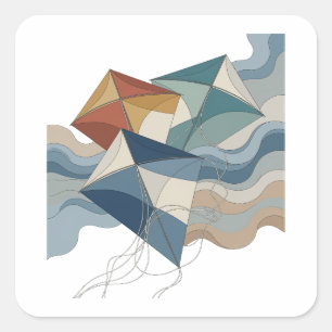 Unique Grey KITE FLYING IN THE SKY Sticker Motif