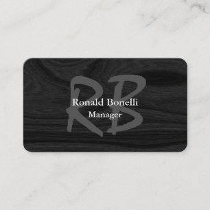 Unique Grey Wood Monogram Manager Minimalist Business Card
