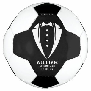 Unique Groomsmen Gifts   White on Black Tuxedo Soccer Ball