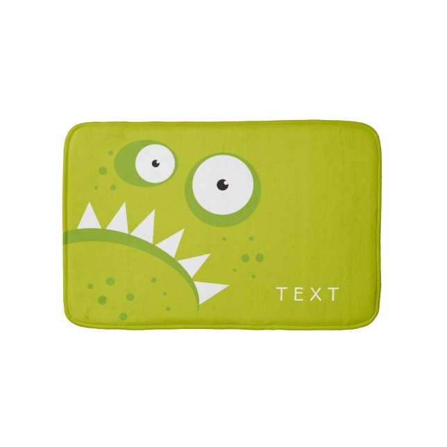Unique Grumpy Angry Funny Scary Green Monster Bath Mat (Front)