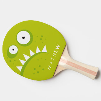 Unique Grumpy Angry Funny Scary Green Monster Ping Pong Paddle