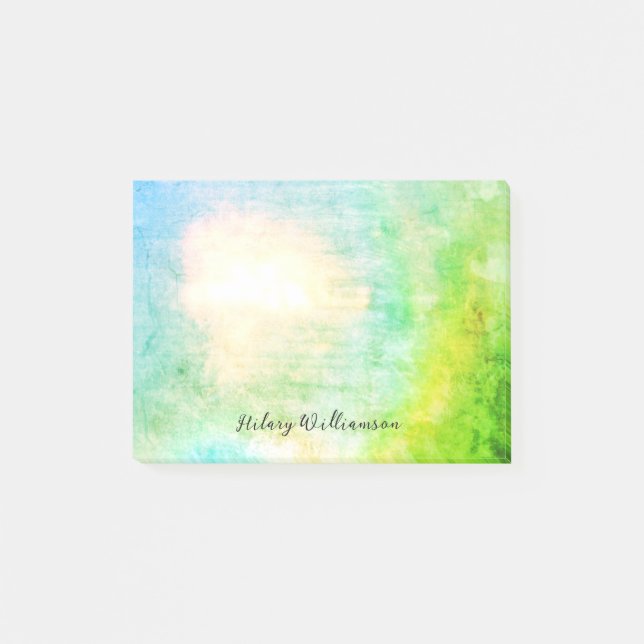 Unique Grunge Abstract Lime Green Custom Name Post-it Notes (Front)