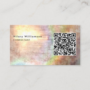 Unique Grunge Beige Consultant Holograph QR Code Business Card