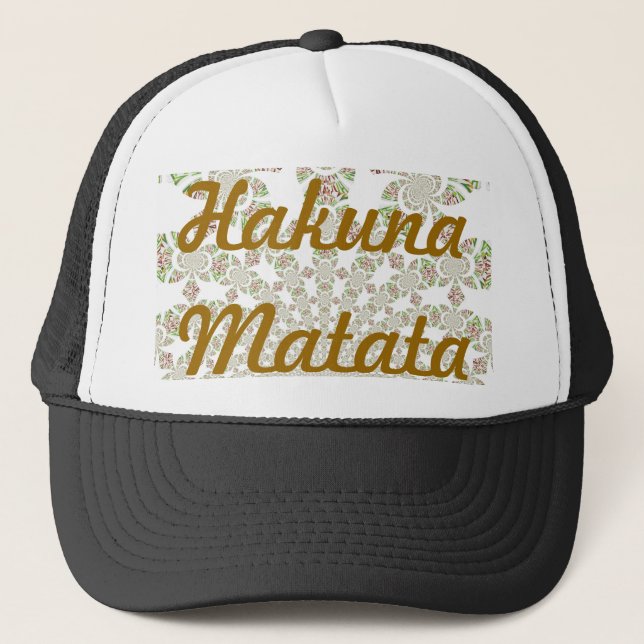 Unique Hakuna Matata Design: Serene Vibes Trucker Hat (Front)