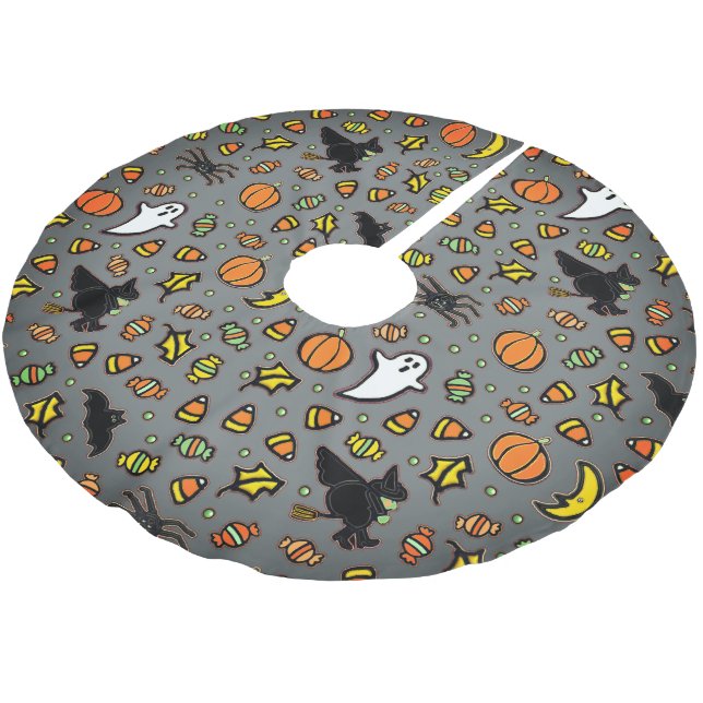 Unique Halloween Decor Brushed Polyester Tree Skirt (Angled)