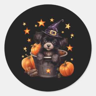 Unique Halloween Dog Mum Graphic Witchy Dog Lover Classic Round Sticker