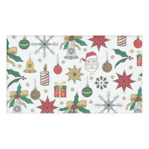 Unique Hand Dawn Christmas Doddles Design Name Tag