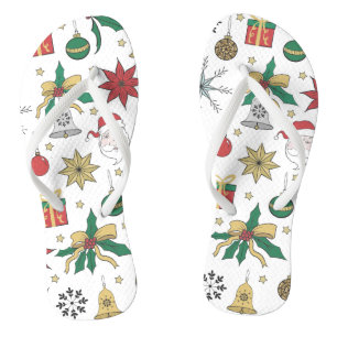 Unique Hand Dawn Christmas Doddles Design Thongs