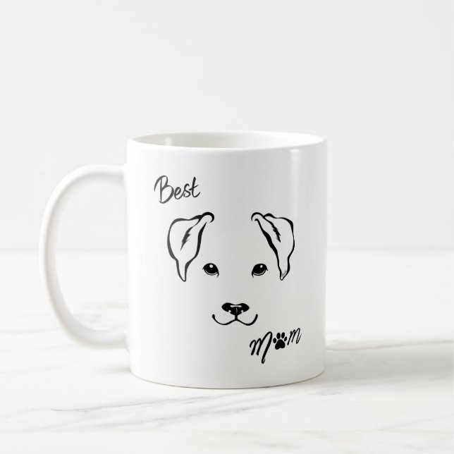 Unique Hand Drawn "Best Mum" Dog Art Mug (Left)