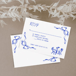 Unique Hand Drawn Contemporary QR Code French Bow Enclosure Card
