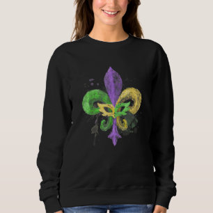Unique Hand Drawn Fluer De Lis Mardi Gras Carnival Sweatshirt