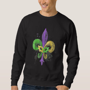 Unique Hand Drawn Fluer De Lis Mardi Gras Carnival Sweatshirt