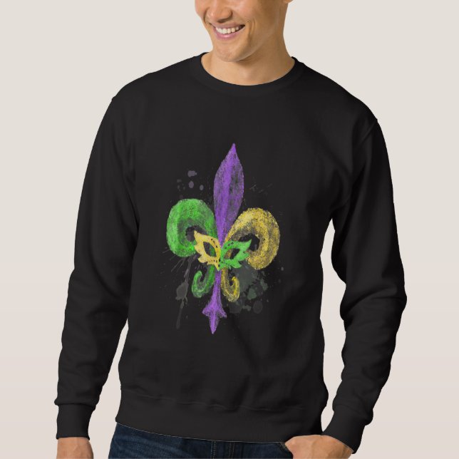 Unique Hand Drawn Fluer De Lis Mardi Gras Carnival Sweatshirt (Front)