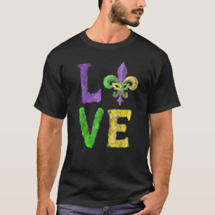 Unique Hand Drawn Fluer De Lis Mardi Gras LOVE Car T-Shirt