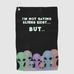 Unique Hand Drawn Multi Coloured Aliens  Golf Towel