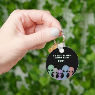Unique Hand Drawn Multi Coloured Aliens Key Ring